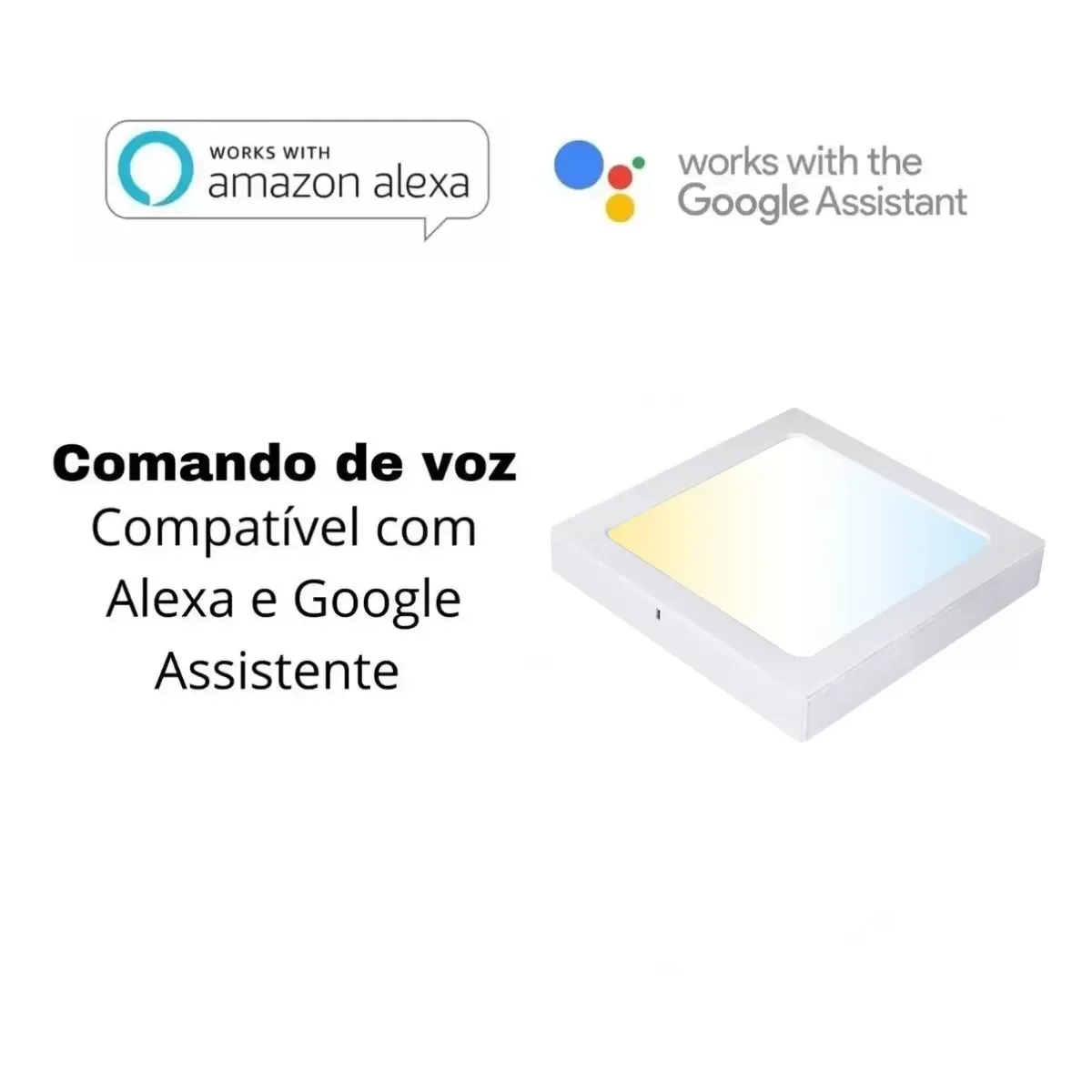 Plafon Led Smart Wi-fi 2x1 Quadrado Ecoforce